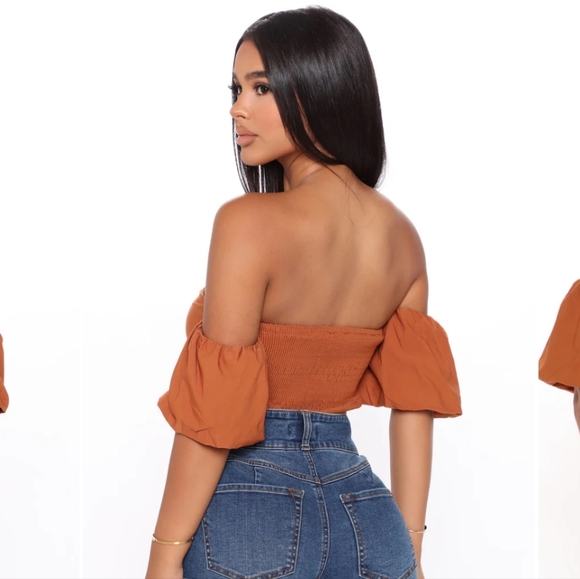 NWT Fashion Nova Women's Ruched Bodysuit with Puff Sleeves - Picture 3 of 6